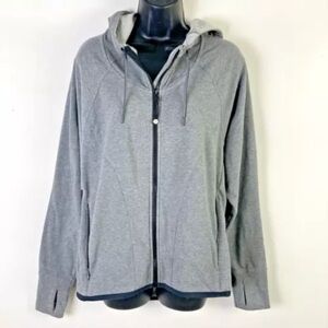 Athleta L Sentry Anorak Jacket Hoodie Sweatshirt Gray Zip Up Stretch